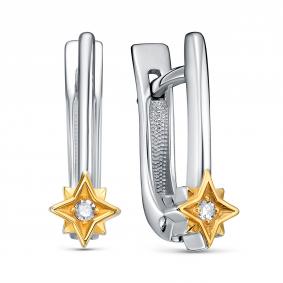 Серебряные серьги KABAROVSKY K12-940-1087 с бриллиантом K12-940-1087 фото