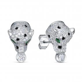 Серебряные серьги KABAROVSKY K12-9508-7902 с фианитом и эмалью K12-9508-7902 фото