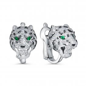 Серебряные серьги KABAROVSKY K12-9509-7902 с фианитом и эмалью K12-9509-7902 фото