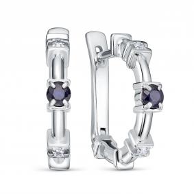 Серебряные серьги KABAROVSKY K12-951-1100 с бриллиантом и сапфиром K12-951-1100 фото