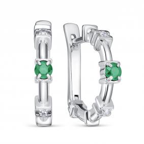 Серебряные серьги KABAROVSKY K12-951-1200 с бриллиантом и изумрудом K12-951-1200 фото