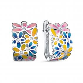 Серебряные серьги KABAROVSKY K12-9520-7901 с фианитом и эмалью K12-9520-7901 фото