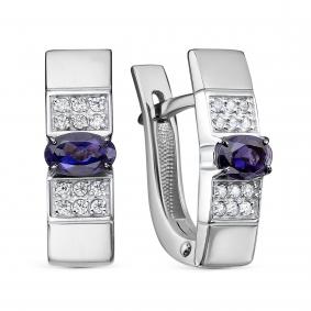 Серебряные серьги KABAROVSKY K12-962-21300 с фианитом и иолитом K12-962-21300 фото
