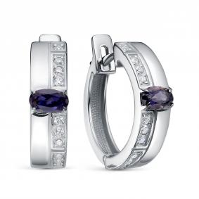 Серебряные серьги KABAROVSKY K12-963-21389 с фианитом и иолитом K12-963-21389 фото