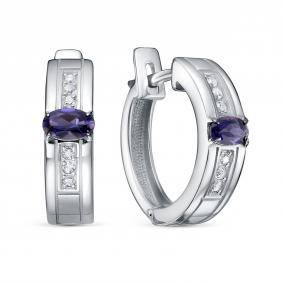 Серебряные серьги KABAROVSKY K12-964-21389 с фианитом и иолитом K12-964-21389 фото