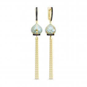 Серьги из лимонного серебра KABAROVSKY K12-967-41005 с фианитом и эмалью K12-967-41005 фото