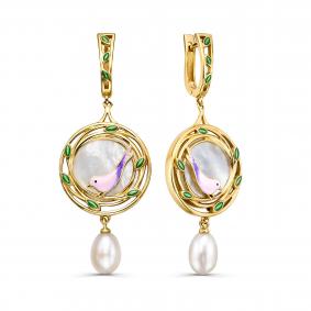 Серьги из лимонного серебра KABAROVSKY K12-971-6213 с жемчугом и перламутром K12-971-6213 фото