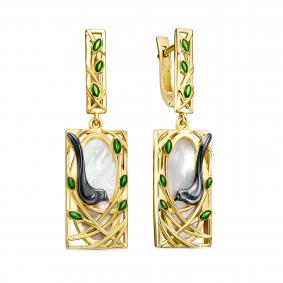 Серьги из лимонного серебра KABAROVSKY K12-973-6213 с эмалью и перламутром K12-973-6213 фото