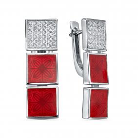 Серебряные серьги KABAROVSKY K12-994-7918 с фианитом и эмалью K12-994-7918 фото