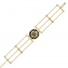 Серебряный браслет KABAROVSKY K14-941-1202 с изумрудом и эмалью K14-941-1202 фото