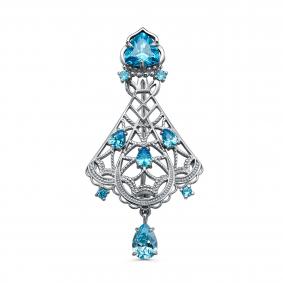 Серебряная брошь KABAROVSKY K15-355-40100 с фианитом K15-355-40100 фото