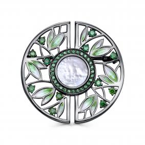 Серебряная брошь KABAROVSKY K15-806-6289 с фианитом, эмалью и перламутром K15-806-6289 фото