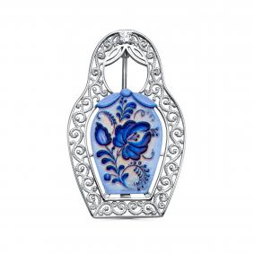 Серебряная брошь KABAROVSKY K15-999-7948 с фианитом и эмалью K15-999-7948 фото