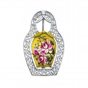Серебряная брошь KABAROVSKY K15-999-7990 с фианитом и эмалью K15-999-7990 фото