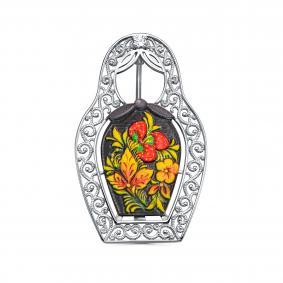 Серебряная брошь KABAROVSKY K15-999-7991 с фианитом и эмалью K15-999-7991 фото