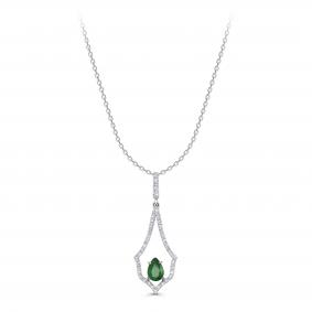Колье из белого золота KABAROVSKY K16-12056-1200 с бриллиантом и изумрудом K16-12056-1200 фото