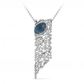 Колье из белого золота KABAROVSKY K16-1684-2500 с бриллиантом и Лондон топазом K16-1684-2500 фото