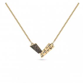 Колье из лимонного золота KABAROVSKY K16-21151-6002 с бриллиантом, эмалью и коньячным бриллиантом K16-21151-6002 фото
