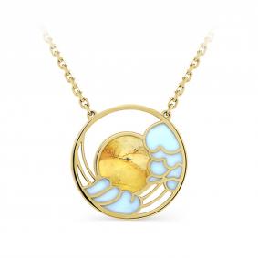 Колье из лимонного золота KABAROVSKY K16-21431-10607 с янтарём и эмалью K16-21431-10607 фото