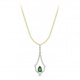Колье из лимонного золота KABAROVSKY K16-22056-1200 с бриллиантом и изумрудом K16-22056-1200 фото