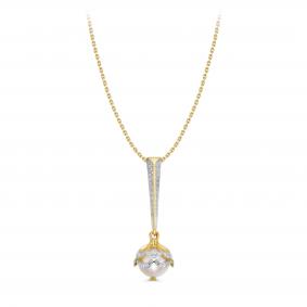 Колье из лимонного золота KABAROVSKY K16-22087-1500 с бриллиантом и жемчугом K16-22087-1500 фото