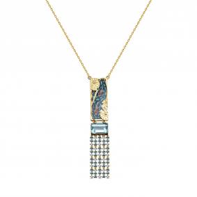 K16-22184-10322 Колье из золота с бриллиантом и топазом london и аквамарином Золото 585° (красное) K16-22184-10322 фото