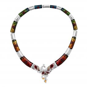 Серебряное колье KABAROVSKY K16-271-1022 с бриллиантом, цитрином, гранатом, сапфиром и раухтопазом K16-271-1022 фото