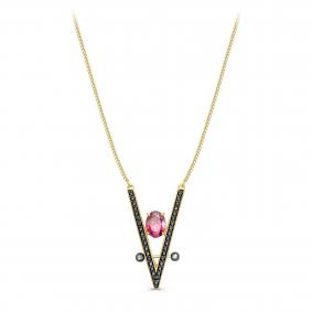 K16-298-30381 Колье из серебра с фианитом европейским Серебро 925° K16-298-30381 фото