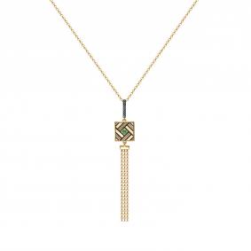 Колье из золочёного серебра KABAROVSKY K16-945-1202 с фианитом, изумрудом и эмалью K16-945-1202 фото