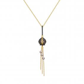 Колье из лимонного серебра KABAROVSKY K16-968-21081 с фианитом и жемчугом K16-968-21081 фото