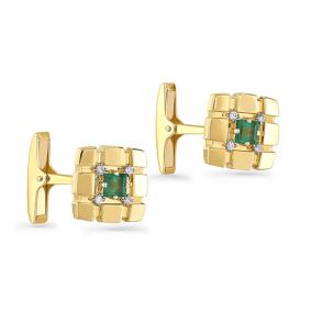 K17-2281-1200 Запонки из золота с бриллиантом и изумрудом н. Золото 585° K17-2281-1200 фото