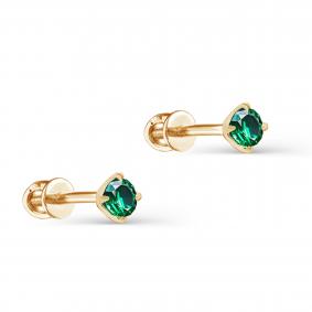 Золотые серьги KABAROVSKY K2-0117-1200 с изумрудом K2-0117-1200 фото