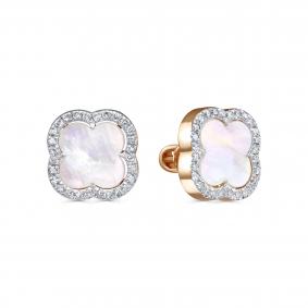 Золотые серьги KABAROVSKY K2-0182-6200 с бриллиантом и перламутром K2-0182-6200 фото