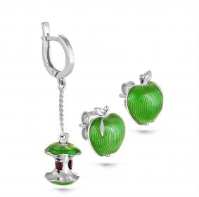 Серебряные серьги KABAROVSKY K2-032-41313 с фианитом и эмалью K2-032-41313 фото