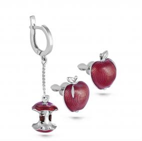 Серебряные серьги KABAROVSKY K2-032-41318 с фианитом и эмалью K2-032-41318 фото