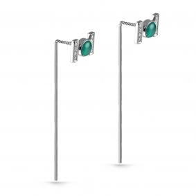 Серебряные серьги KABAROVSKY K2-041-1900 с фианитом и ониксом K2-041-1900 фото