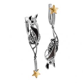 Серьги из золочёного серебра KABAROVSKY K2-053-7901 с фианитом K2-053-7901 фото