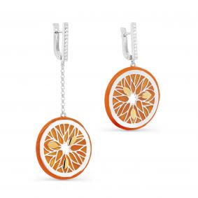 Серебряные серьги KABAROVSKY K2-086-7923 с фианитом и эмалью K2-086-7923 фото