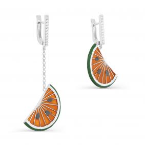 Серебряные серьги KABAROVSKY K2-087-7901 с фианитом и эмалью K2-087-7901 фото