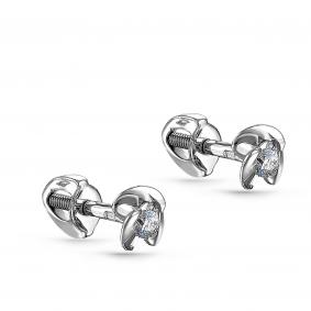 Серьги из белого золота KABAROVSKY K2-1002-1000 с бриллиантом K2-1002-1000 фото