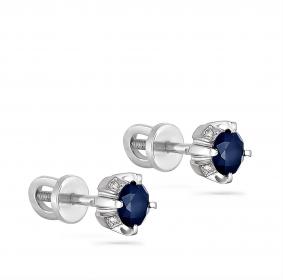 Серьги из белого золота KABAROVSKY K2-1037-1100 с бриллиантом и сапфиром K2-1037-1100 фото