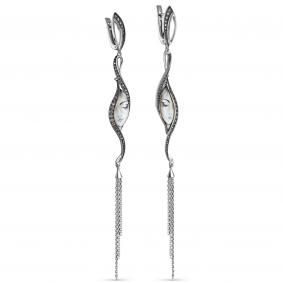 Серьги из белого золота KABAROVSKY K2-1100-1022 с финифтью и коньячным бриллиантом K2-1100-1022 фото