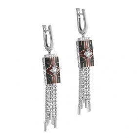 Серьги из белого золота KABAROVSKY K2-1124-1001 с бриллиантом и эмалью K2-1124-1001 фото
