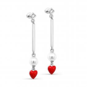 Серебряные серьги KABAROVSKY K2-118-1518 с фианитом, жемчугом и эмалью K2-118-1518 фото