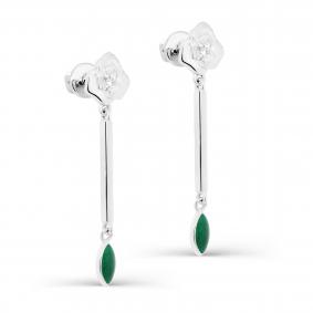 Серебряные серьги KABAROVSKY K2-120-7913 с фианитом и эмалью K2-120-7913 фото