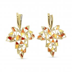 Серьги из золочёного серебра KABAROVSKY K2-132-7901 с фианитом и эмалью K2-132-7901 фото