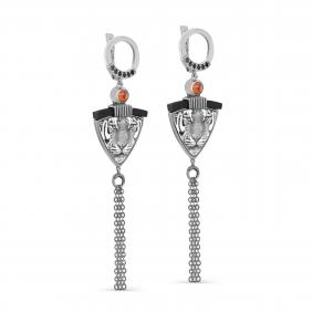 Серебряные серьги KABAROVSKY с цитрином, фианитом и деревом Граб K2-139-0100 K2-139-0100 фото