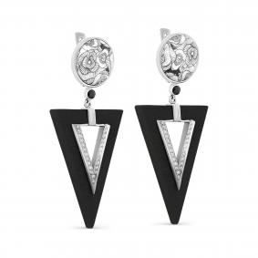 Серебряные серьги KABAROVSKY с фианитом и дерево грабом K2-144-80000 K2-144-80000 фото