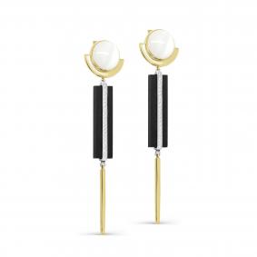 Серьги из золочёного серебра KABAROVSKY с перламутром и фианитом и дерево грабом K2-145-6200 K2-145-6200 фото