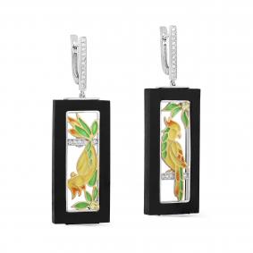 Серебряные серьги KABAROVSKY с фианитом и дерево грабом K2-199-0101 K2-199-0101 фото